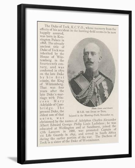 Hsh the Duke of Teck, Injured in the Hunting-Field, 29 November-null-Framed Giclee Print