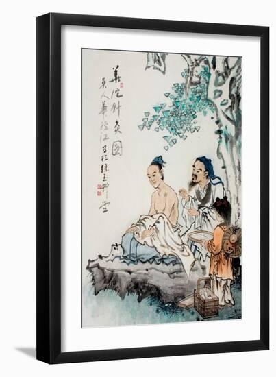 Hua Tuo Practising Acupuncture to Anaesthetise Patient-null-Framed Giclee Print