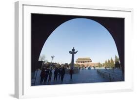 Huabiao Statue under Gate of Heavenly Peace Arch Between the Forbidden City and Tiananmen Square-Christian Kober-Framed Photographic Print