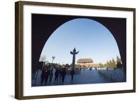 Huabiao Statue under Gate of Heavenly Peace Arch Between the Forbidden City and Tiananmen Square-Christian Kober-Framed Photographic Print