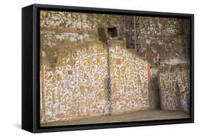 Huaca del Sol y de la Luna, precolombian (Moche) structure, polychrome friezes, Peru, South America-Peter Groenendijk-Framed Stretched Canvas