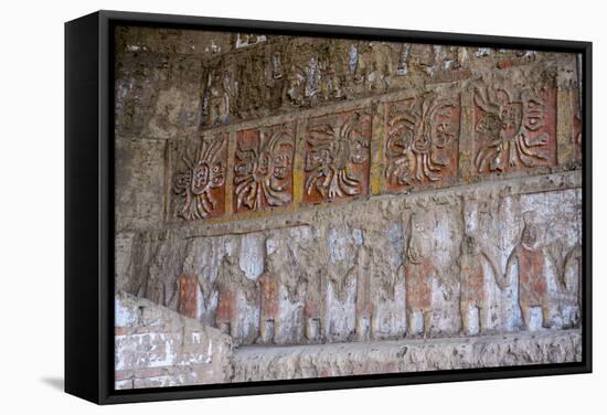 Huaca del Sol y de la Luna, precolombian (Moche) structure, polychrome friezes, Peru, South America-Peter Groenendijk-Framed Stretched Canvas