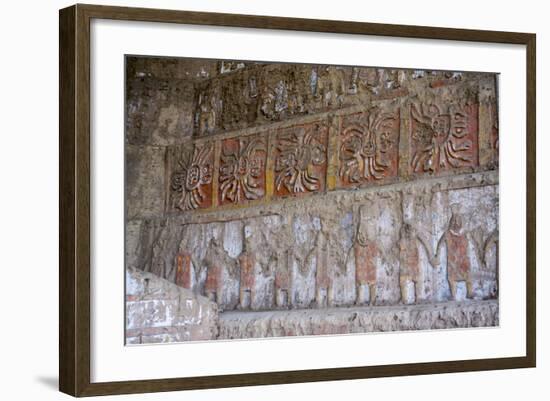 Huaca del Sol y de la Luna, precolombian (Moche) structure, polychrome friezes, Peru, South America-Peter Groenendijk-Framed Photographic Print