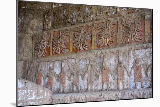 Huaca del Sol y de la Luna, precolombian (Moche) structure, polychrome friezes, Peru, South America-Peter Groenendijk-Mounted Photographic Print