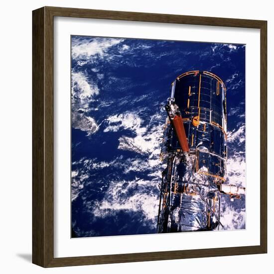 Hubble Space Telescope Above the Earth-null-Framed Photographic Print