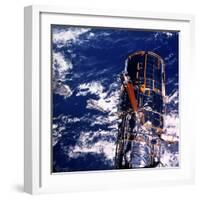 Hubble Space Telescope Above the Earth-null-Framed Photographic Print