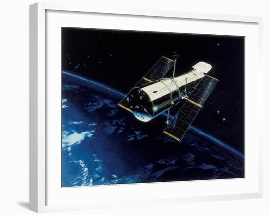 Hubble Space Telescope in Orbit, 1980S-null-Framed Giclee Print