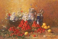 Still Life of Flowers and Fruit-Hubert Bellis-Framed Stretched Canvas