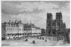 Hotel-Dieu Paris Ground-Level View of the Parvis De Notre-Dame with the Hospital on the Left-Hubert Clerget-Art Print