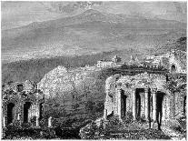 Mount Etna and a View of Taormina, Sicily, Italy, 19th Century-Hubert Clerget-Giclee Print
