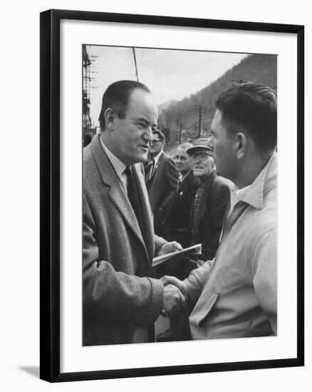 Hubert Humphrey Campaigning in West Virginia Primarties-null-Framed Photographic Print