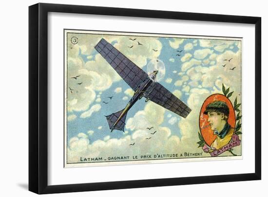 Hubert Latham Winning the Altitude Prize at the Reims-Betheny Air Meeting, 1909-null-Framed Giclee Print