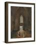 Hubert Robert and an Amateur Visit a Grave in a Church (Oil on Panel)-Hubert Robert-Framed Giclee Print