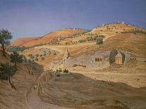 A Hilly Landscape with Arabs and a Ruined Temple (Oil)-Hubert Sattler-Giclee Print
