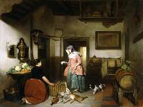 Interior of a Larder with Women Cleaning Game, 1852-Hubertus van Hove-Laminated Giclee Print