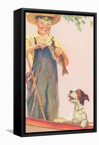 Huck Finn Removing Hook from Fish-null-Framed Stretched Canvas