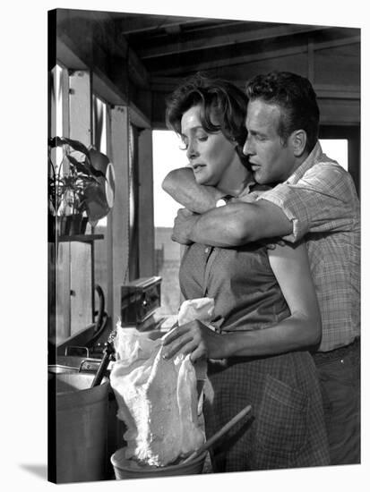 HUD, 1963 directed by MARTIN RITT Paricia Neal / Paul Newman (b/w photo)-null-Stretched Canvas