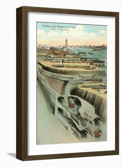 Hudson and Manhattan Tube, New York City-null-Framed Art Print