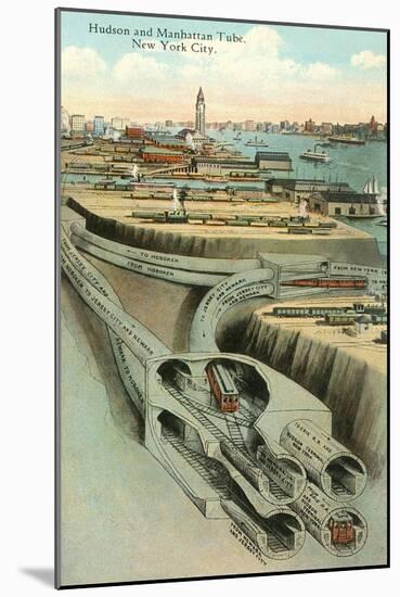 Hudson and Manhattan Tube, New York City-null-Mounted Art Print