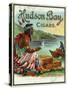 Hudson Bay Brand Cigar Outer Box Label, Native American-Lantern Press-Stretched Canvas
