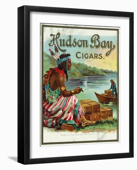 Hudson Bay Brand Cigar Outer Box Label, Native American-Lantern Press-Framed Art Print