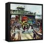 "Hudson Ferry", February 4, 1950-Thornton Utz-Framed Stretched Canvas