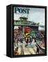 "Hudson Ferry" Saturday Evening Post Cover, February 4, 1950-Thornton Utz-Framed Stretched Canvas