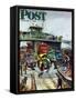 "Hudson Ferry" Saturday Evening Post Cover, February 4, 1950-Thornton Utz-Framed Stretched Canvas