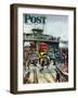 "Hudson Ferry" Saturday Evening Post Cover, February 4, 1950-Thornton Utz-Framed Premium Giclee Print