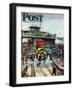"Hudson Ferry" Saturday Evening Post Cover, February 4, 1950-Thornton Utz-Framed Premium Giclee Print