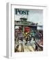 "Hudson Ferry" Saturday Evening Post Cover, February 4, 1950-Thornton Utz-Framed Premium Giclee Print