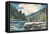 Hudson River' - Logging, 1892-Winslow Homer-Framed Stretched Canvas