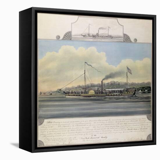 Hudson River Steamboat 'Clermont', 1858 (W/C on Paper Mounted on Canvas)-Richard Varick De Witt-Framed Stretched Canvas