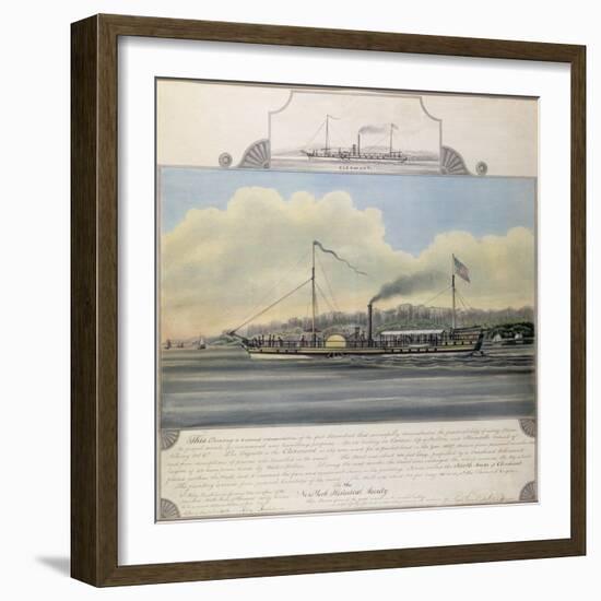 Hudson River Steamboat 'Clermont', 1858 (W/C on Paper Mounted on Canvas)-Richard Varick De Witt-Framed Giclee Print