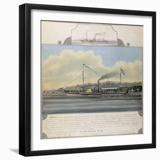 Hudson River Steamboat 'Clermont', 1858 (W/C on Paper Mounted on Canvas)-Richard Varick De Witt-Framed Giclee Print