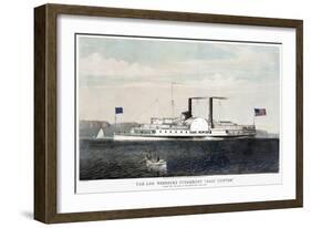 Hudson River Steamship-Currier & Ives-Framed Giclee Print