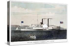 Hudson River Steamship-Currier & Ives-Stretched Canvas