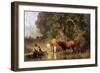 Hueterbub Mit Kuehen an Der Traenke, 1880-Johann Friedrich Voltz-Framed Giclee Print