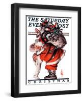 "Hug from Santa," Saturday Evening Post Cover, December 26, 1925-Joseph Christian Leyendecker-Framed Giclee Print