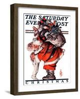 "Hug from Santa," Saturday Evening Post Cover, December 26, 1925-Joseph Christian Leyendecker-Framed Giclee Print