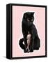 Huge Black Cat and Tiny Stylish Man, Dude Standing near Pet. Contemporary Art Collage, Modern Desig-master1305-Framed Stretched Canvas