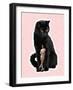 Huge Black Cat and Tiny Stylish Man, Dude Standing near Pet. Contemporary Art Collage, Modern Desig-master1305-Framed Photographic Print