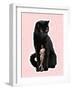 Huge Black Cat and Tiny Stylish Man, Dude Standing near Pet. Contemporary Art Collage, Modern Desig-master1305-Framed Photographic Print