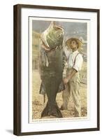 Huge Black Sea Bass, Catalina, California-null-Framed Art Print