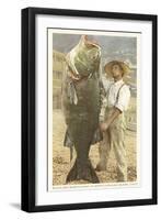 Huge Black Sea Bass, Catalina, California-null-Framed Art Print