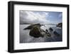 Huge clouds clear the way for bright sunshine to light the cliffs and islands of St. Ninian's Bay, -Stephen Spraggon-Framed Photographic Print