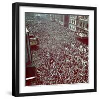 Huge Crowd Celebrating Ve Day in New York City During WWII-null-Framed Photographic Print