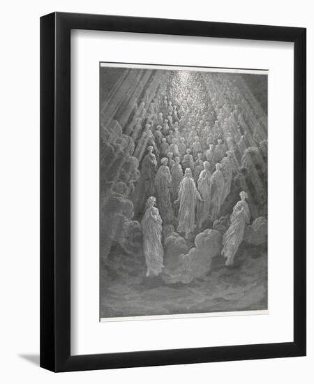 Huge Host of Angels Descend Through the Clouds in Paradise-Gustave Dor?-Framed Photographic Print