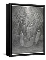 Huge Host of Angels Descend Through the Clouds in Paradise-Gustave Dor?-Framed Stretched Canvas