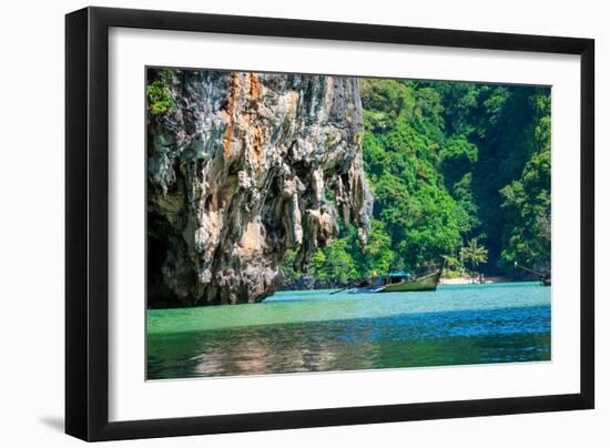 Huge Limestone Cliff in the Phang Nga Bay, Thailand-perszing1982-Framed Photographic Print